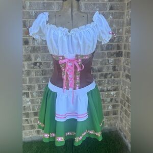 Germanfest  Off-Shoulder Dress with Pink Accents